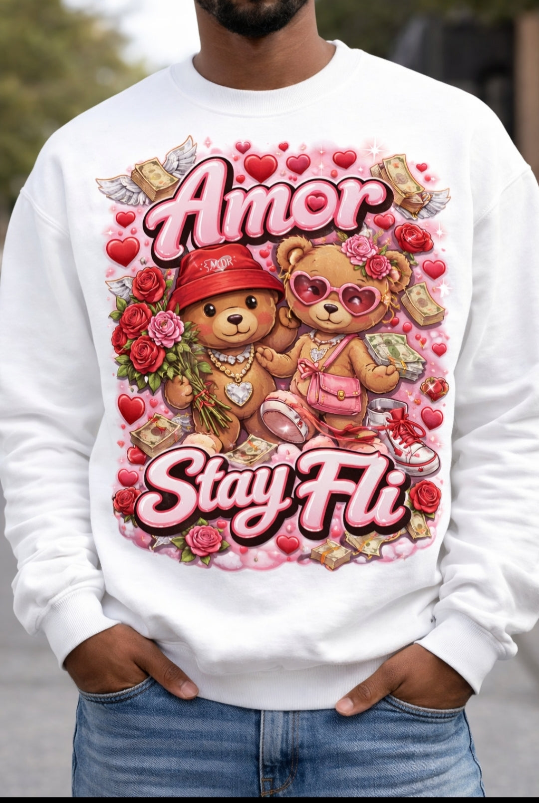 Amor stay fli Crew necks sweatshirt